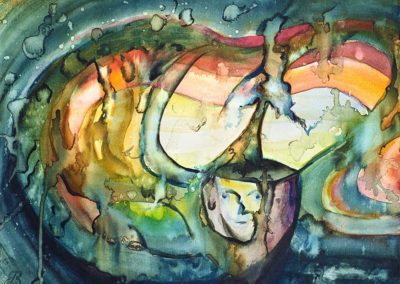 115 Aquarell Höhlenmensch (1986) 40x30cm